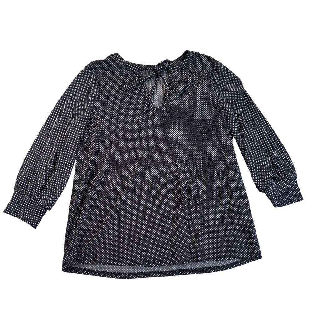 Adrianna Papell Polka Dot Blouse Bow Tie Neck Long Sleeve Work‎ Top Small